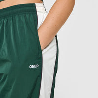 Oversized Piped Woven Straight Leg Track Bottoms | Racing Green