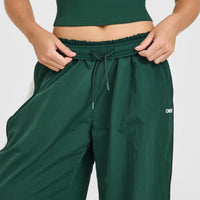 Oversized Piped Woven Straight Leg Track Bottoms | Racing Green