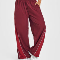 Oversized Piped Woven Straight Leg Track Bottoms | Rosewood