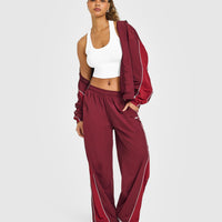 Oversized Piped Woven Straight Leg Track Bottoms | Rosewood