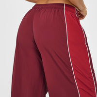 Oversized Piped Woven Straight Leg Track Bottoms | Rosewood