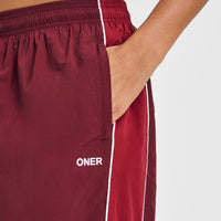 Oversized Piped Woven Straight Leg Track Bottoms | Rosewood