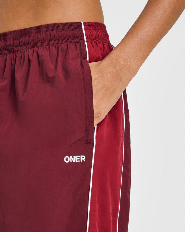 Oversized Piped Woven Straight Leg Track Bottoms | Rosewood
