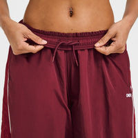 Oversized Piped Woven Straight Leg Track Bottoms | Rosewood
