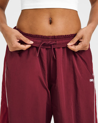 Oversized Piped Woven Straight Leg Track Bottoms | Rosewood