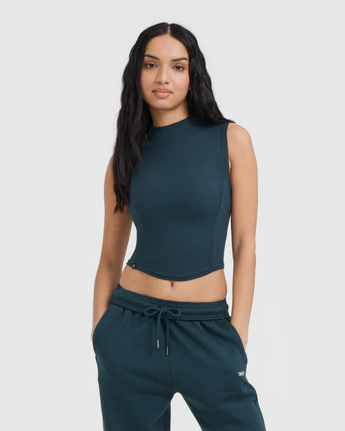 Oner Modal Mellow™ Rib Mid Mock Neck Tank | Oil Blue
