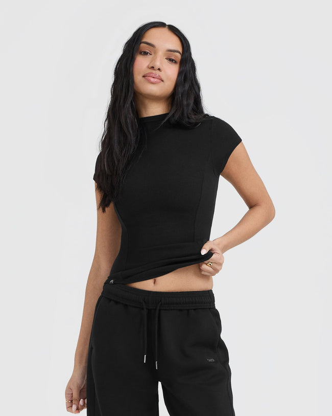 Black polo neck t shirt women's online