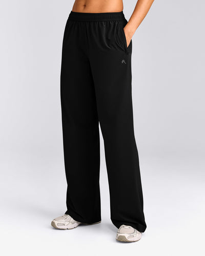 AirMove™ Straight Leg Trousers with Reflective Logo | Black