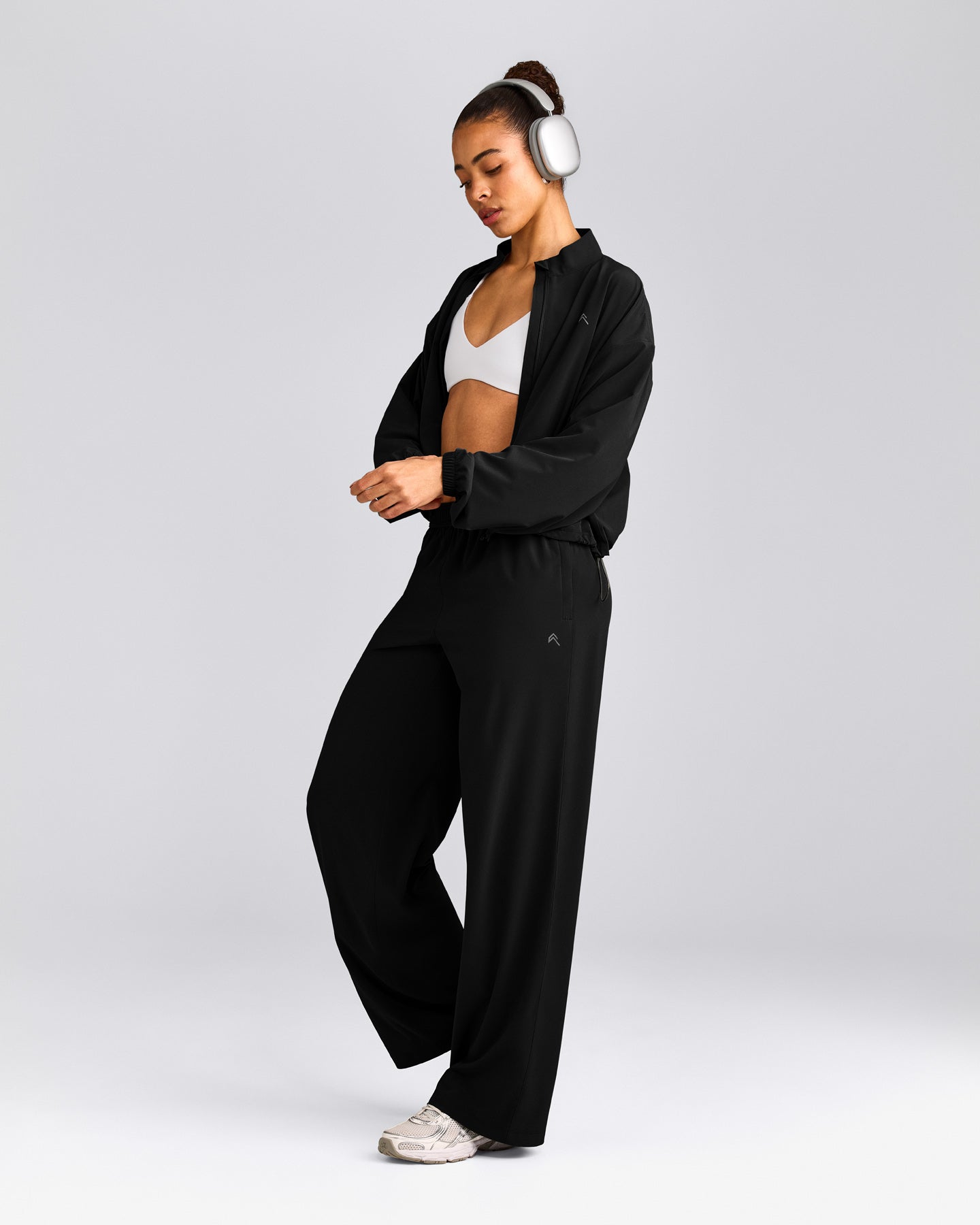AirMove™ Straight Leg Trousers with Reflective Logo | Black