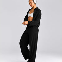 AirMove™ Straight Leg Trousers with Reflective Logo | Black