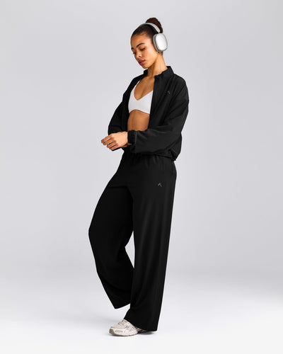 AirMove™ Straight Leg Trousers with Reflective Logo | Black