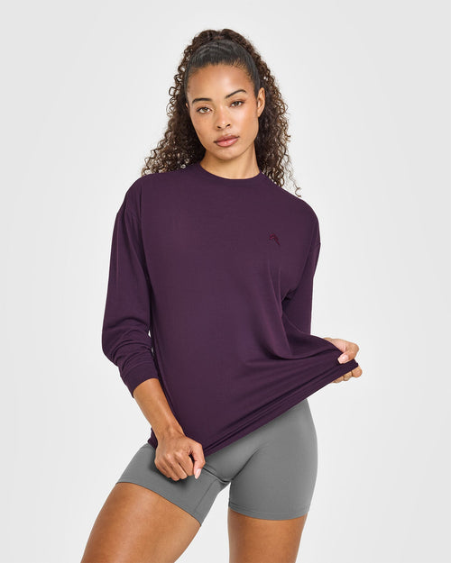Oner Modal Classic Oversized Lightweight Long Sleeve Top | Blackberry Purple