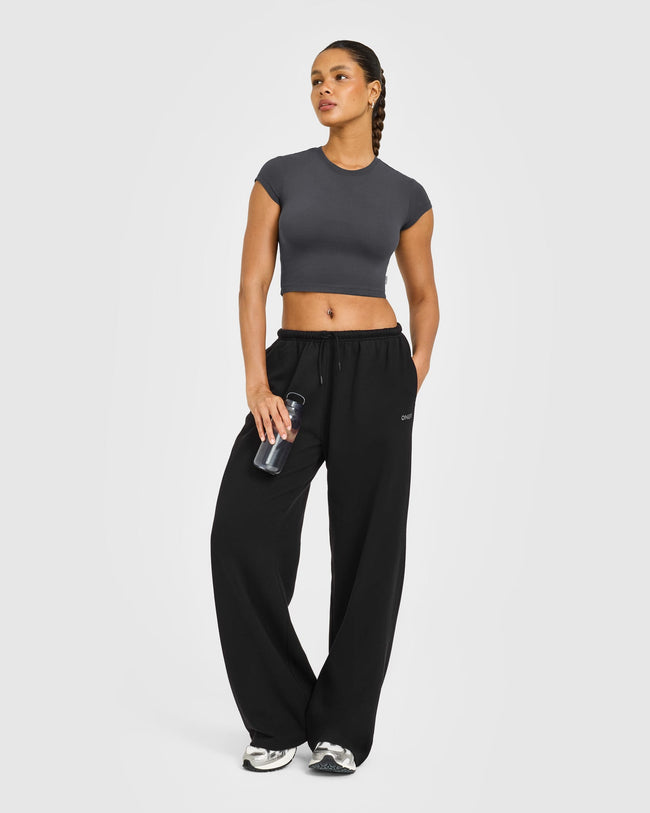 Cotton Baby T-Shirt with Grey Logo | Coal