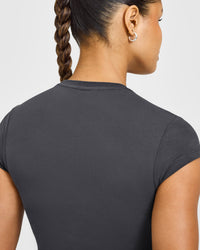 Cotton Baby T-Shirt with Grey Logo | Coal