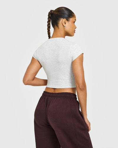 Cotton Baby T-Shirt with Grey Logo | Light Grey Marl