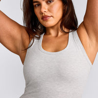 Cotton Fitted Mid Vest with Grey Logo | Light Grey Marl