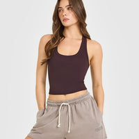 Cotton Fitted Mid Vest | Plum Brown