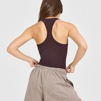 Cotton Fitted Mid Vest | Plum Brown