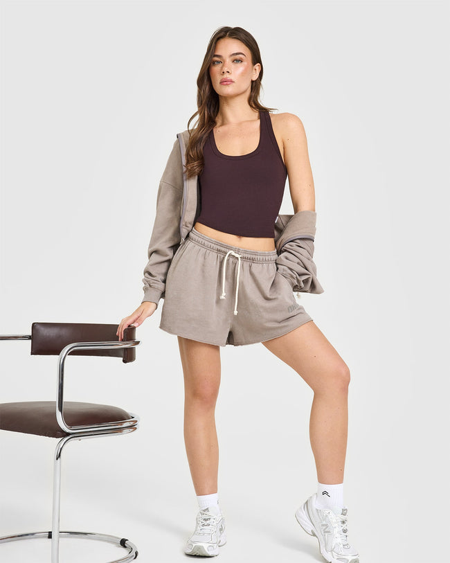 Cotton Fitted Mid Vest | Plum Brown