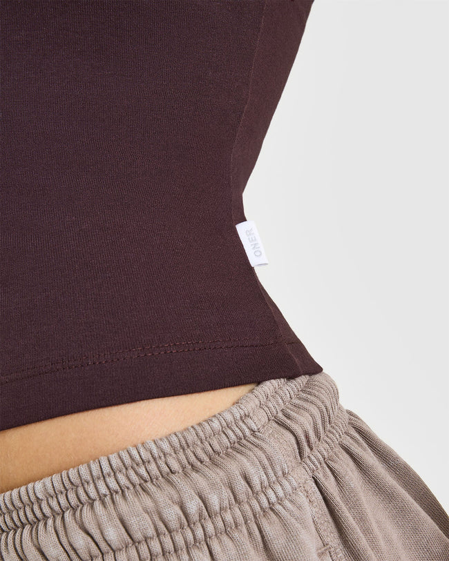 Cotton Fitted Mid Vest | Plum Brown