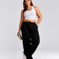 Cotton Fitted Mid Tank Top with Grey Logo | White