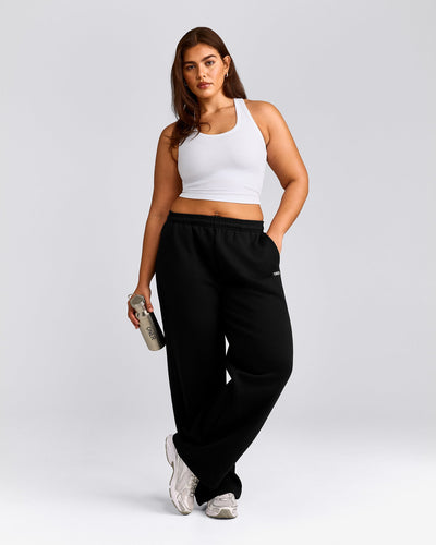 Cotton Fitted Mid Tank Top with Grey Logo | White