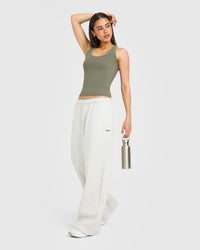 Cotton Fitted Vest with Grey Logo | Alpine Green