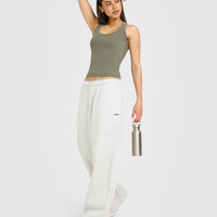 Cotton Fitted Vest with Grey Logo | Alpine Green