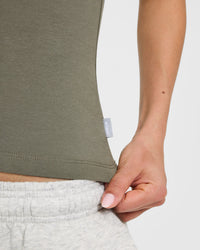 Cotton Fitted Vest with Grey Logo | Alpine Green