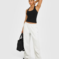 Cotton Fitted Vest with Grey Logo | Black