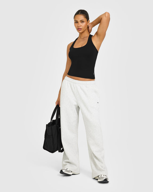 Cotton Fitted Vest with Grey Logo | Black