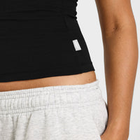 Cotton Fitted Vest with Grey Logo | Black