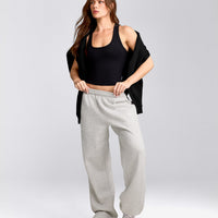 Cotton Fitted Tank Top with Grey Logo | Black