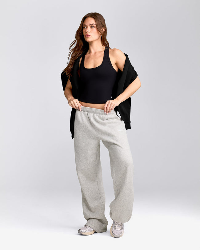 Cotton Fitted Tank Top with Grey Logo | Black