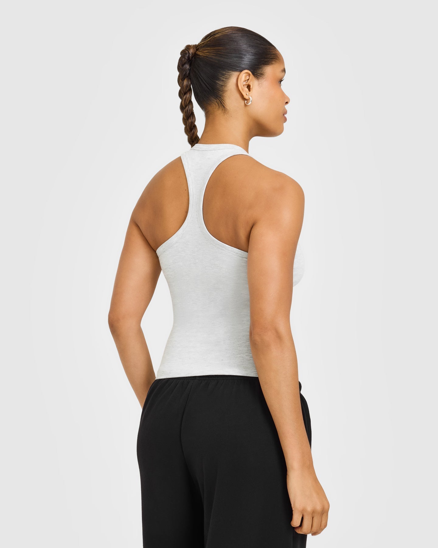 Cotton Fitted Vest with Grey Logo | Light Grey Marl