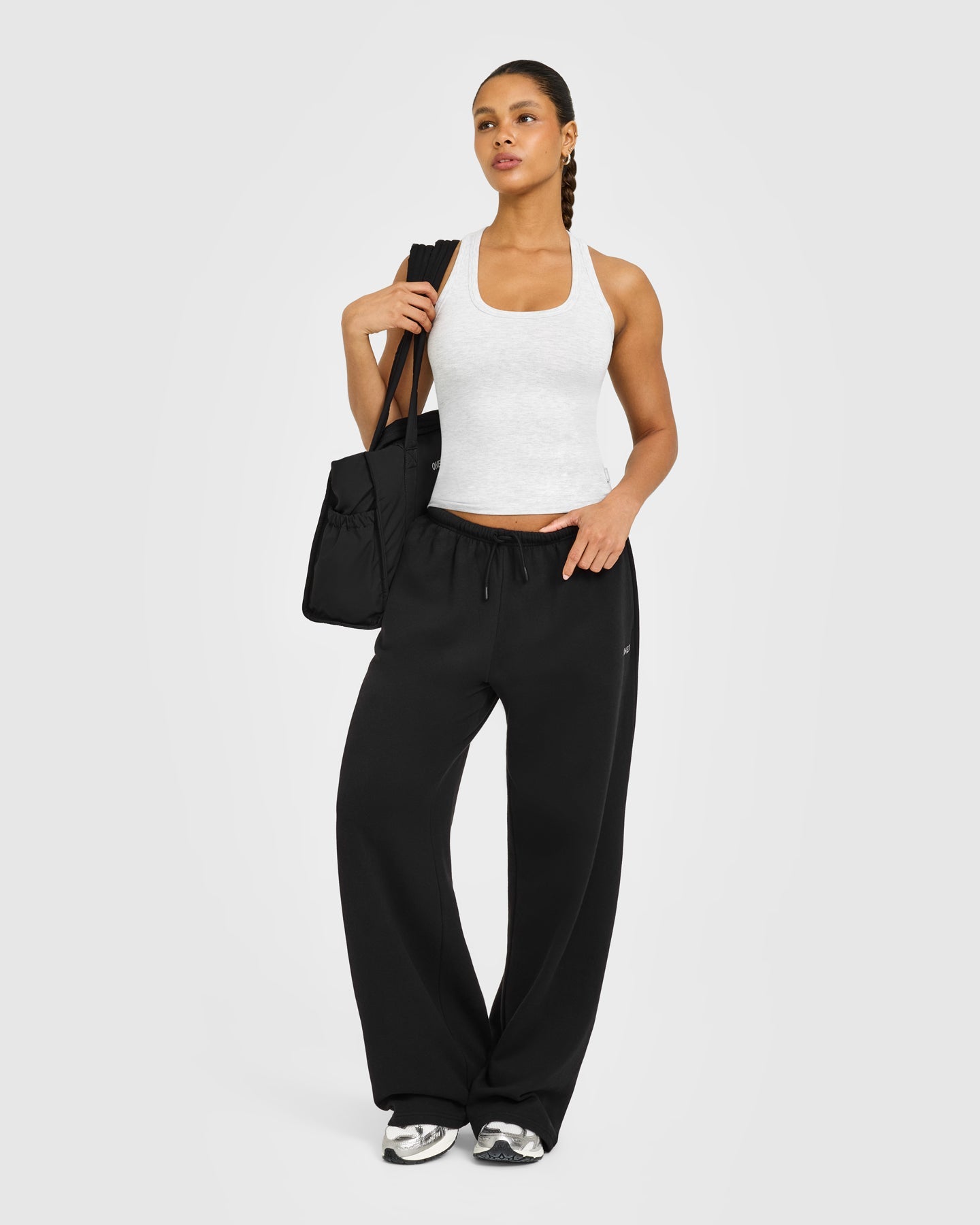 Cotton Fitted Vest with Grey Logo | Light Grey Marl