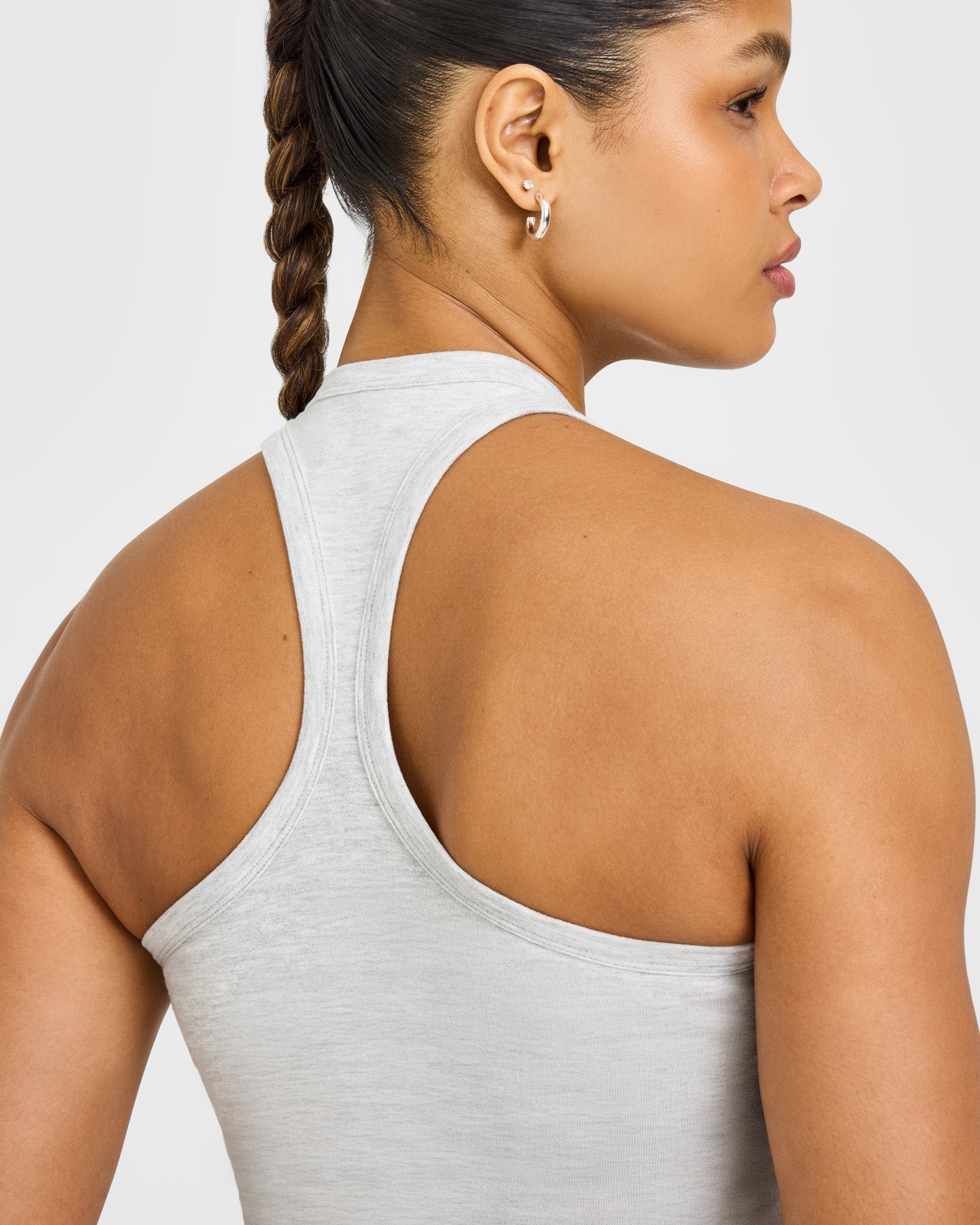 Cotton Fitted Vest with Grey Logo | Light Grey Marl