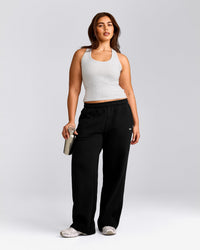 Cotton Fitted Tank Top with Grey Logo | Light Grey Marl