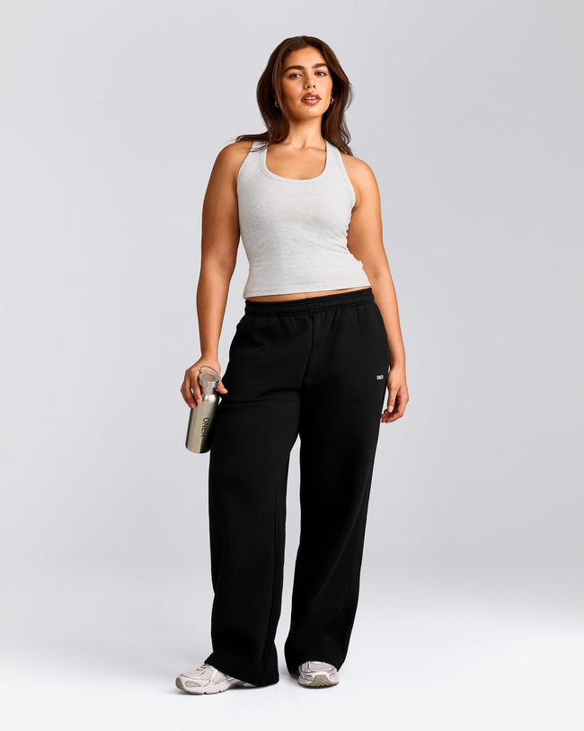 Cotton Fitted Tank Top with Grey Logo | Light Grey Marl
