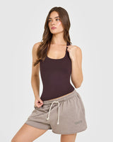 Cotton Fitted Vest | Plum Brown