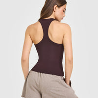 Cotton Fitted Vest | Plum Brown
