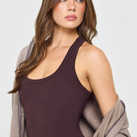 Cotton Fitted Vest | Plum Brown