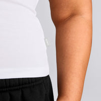 Cotton Fitted Tank Top with Grey Logo | White