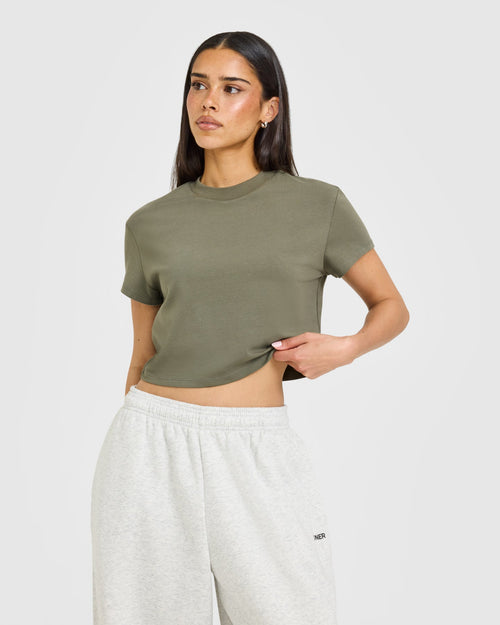 Oner Modal Cotton Relaxed T-Shirt with Grey Logo | Alpine Green