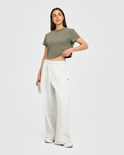 Cotton Relaxed T-Shirt with Grey Logo | Alpine Green