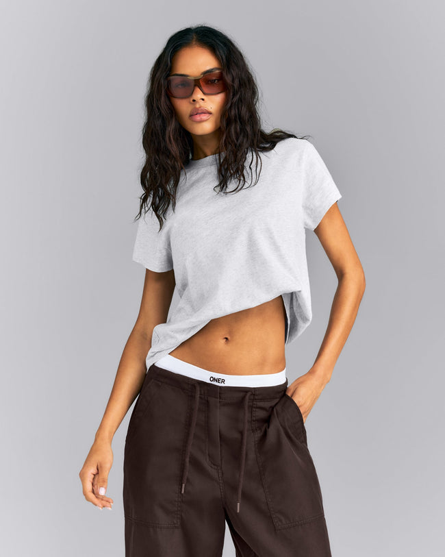 Regular Cotton Short Sleeve T-Shirt | Light Grey Marl