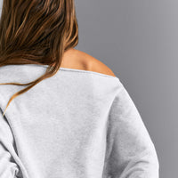 Cotton Vintage Lounge Off-The-Shoulder Sweatshirt | Light Grey Marl
