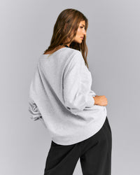 Cotton Vintage Lounge V Neck Sweatshirt | Light Grey Marl