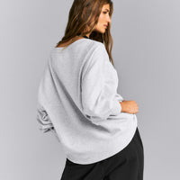 Cotton Vintage Lounge V Neck Sweatshirt | Light Grey Marl