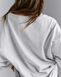 Cotton Vintage Lounge V Neck Sweatshirt | Light Grey Marl